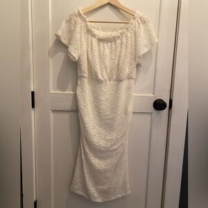 NWT Maternity Off-White Lace Midi Dress
